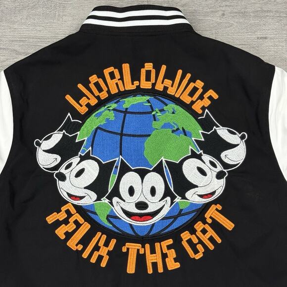 FELIX THE CAT x Universal Studios Bomber Jacket Adult Sz Small Black White EUC - Picture 12 of 14